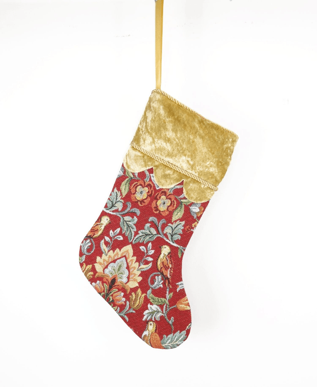 Gorgeous Bird & Flower Velvet & Tapestry Christmas Stockings