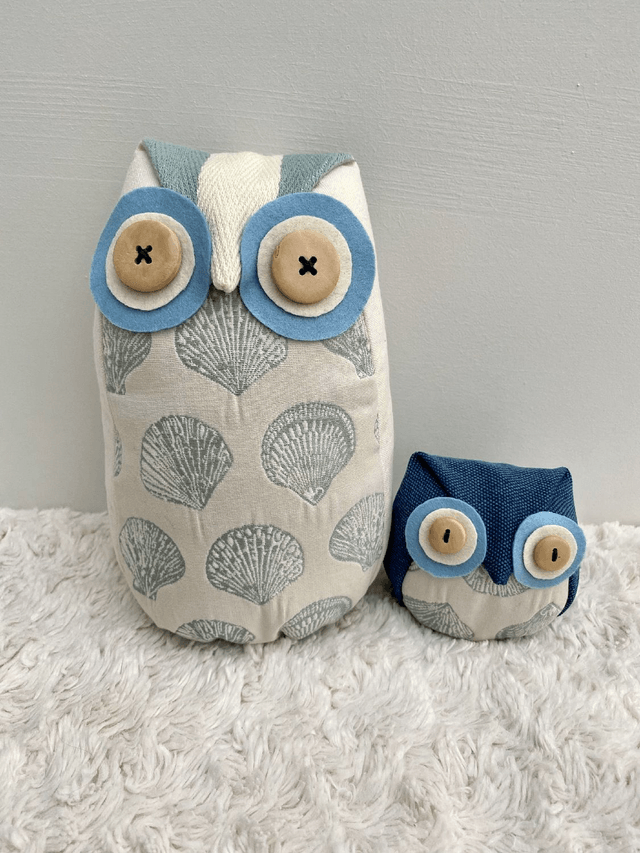 Boho Owl Doorstop with a FREE baby owl; Owl Ornament; Nature Lover, Handmade Owl Bookend, Unique Owl made in UK