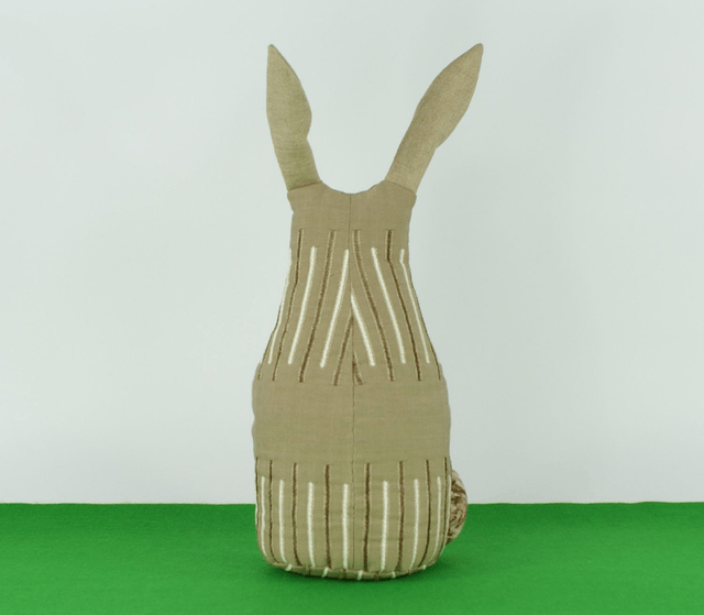 Handmade Bunny Doorstop, Hand Embroidered Linen Rabbit, Unique Cotton Rabbit Bookend, House Warming Gift, Country Style Rustic, Made in UK