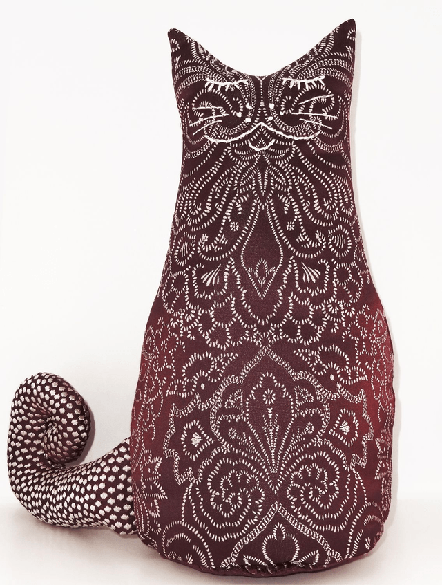 Cat Doorstop Hand Embroidered, Handmade Cat Bookend, Cat Lovers Gift, Made in UK