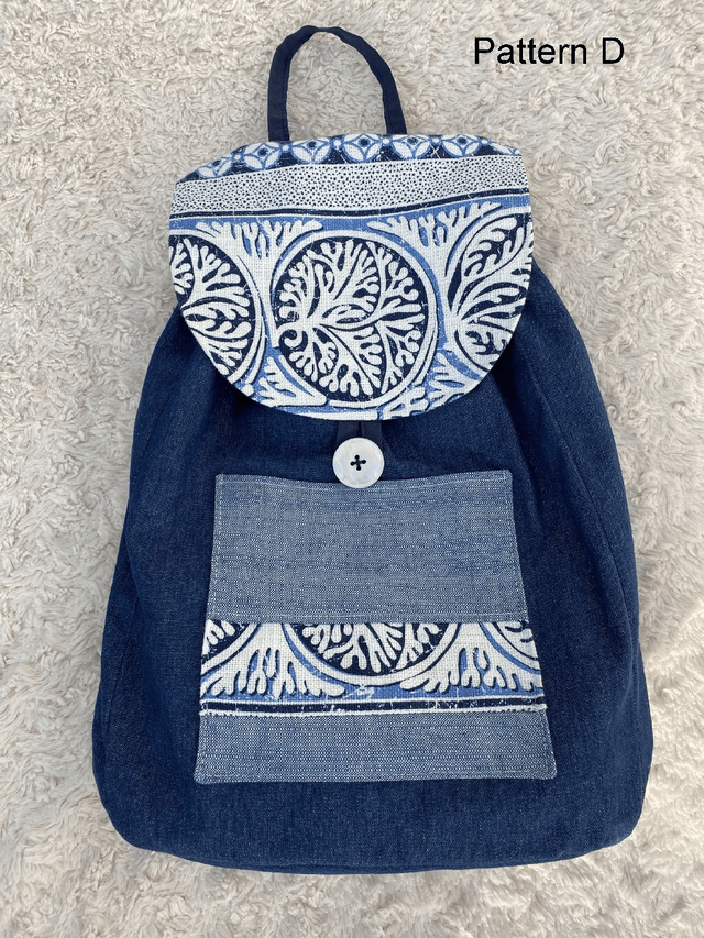Blue Fabric Backpack; Handmade Denim Backpack; Boho Festival Rucksack; School Bag; Swimming Bag; Gym Backpack