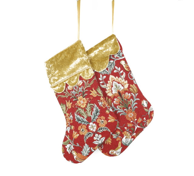 Gorgeous Bird & Flower Velvet & Tapestry Christmas Stockings