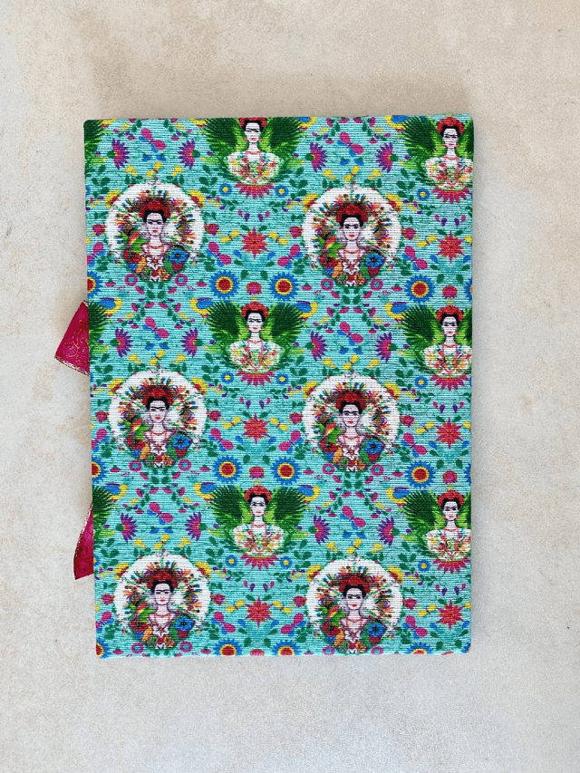 Frieda Kahlo Journal Sketchbook A5 Fabric Covered Hardback Journal with ribbon closure, Artist Watercolour Sketchbook, Unique Notebook