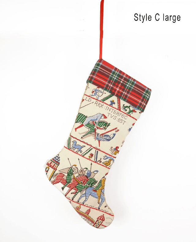 Vintage Bayeux Tapestry Print Christmas Stockings