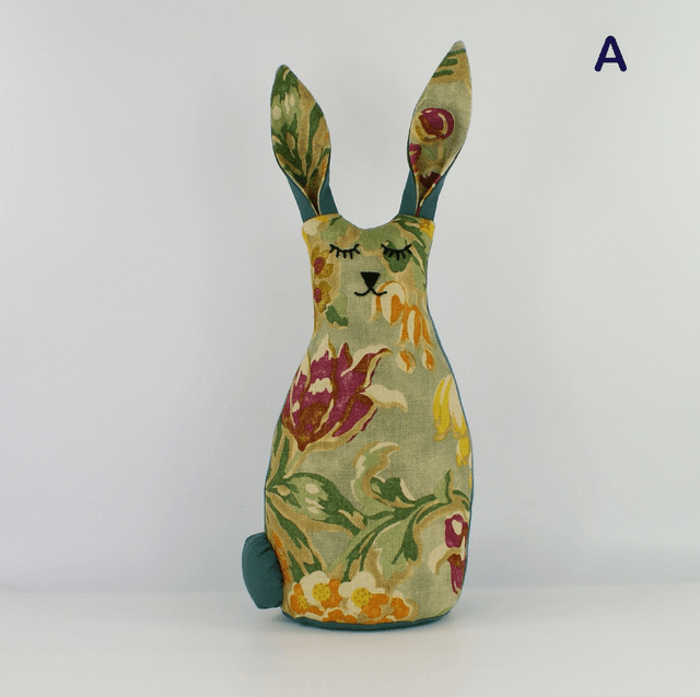 Handmade Bunny Doorstop, Unique Hand Embroidered Linen Rabbit Doorstop, Bookend, House Warming Gift, Mother's Day, Made in UK