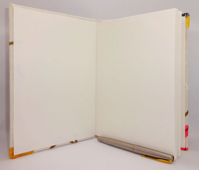 Linen Covered A5 Embroidered Artists Watercolour Sketchbook 