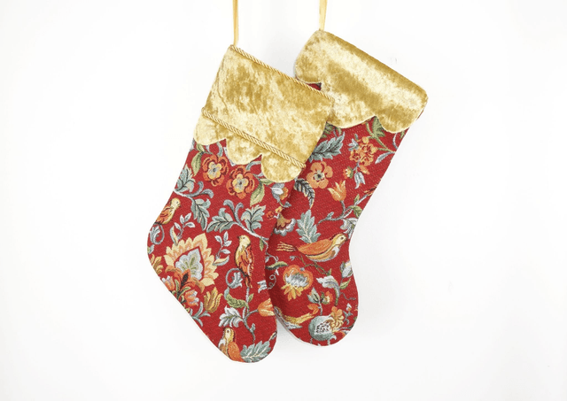 Gorgeous Bird & Flower Velvet & Tapestry Christmas Stockings