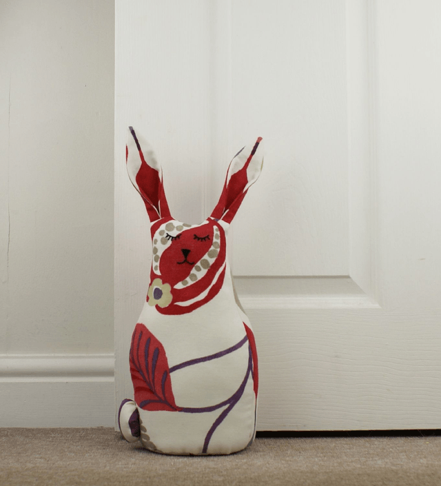 Bunny Rabbit Doorstop, Boho Style Hand Embroidered Bunny Doorstop, Unique Handmade Cotton Rabbit Bookend, House Warming Gift, Made in UK