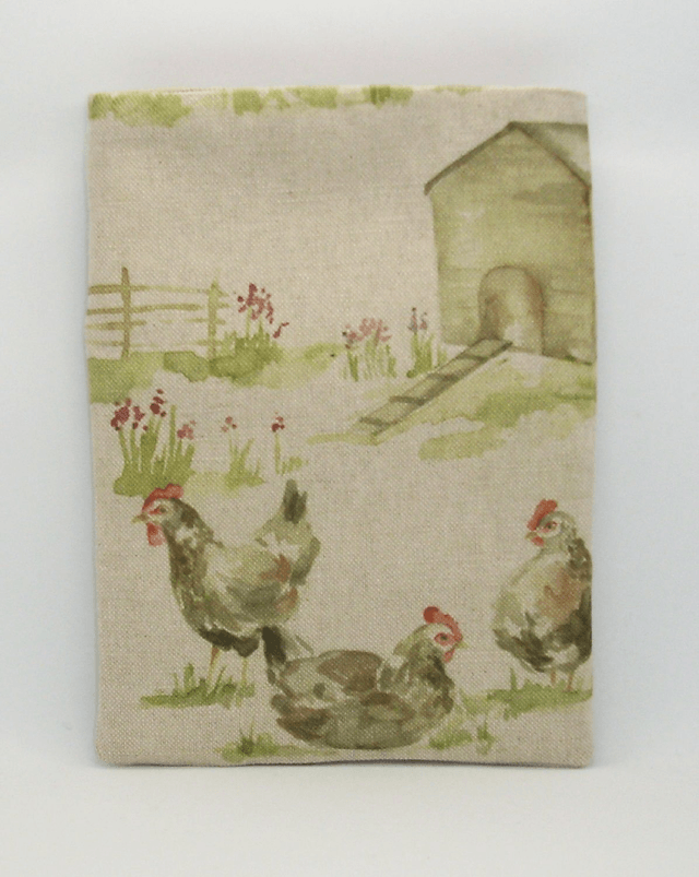 Padded Book Sleeve, Medium Sized Foam Padded Book Protector, Book Cover with Chicken, Fish and Partridge, Book Pouch Gift, Kindle Sleeve