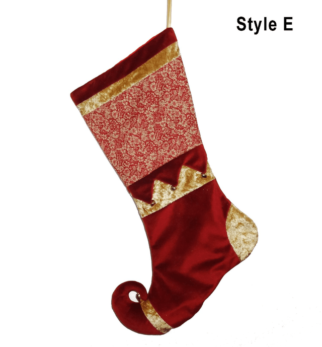 Deluxe Tapestry Christmas Stocking with Velvet and Elf Toe