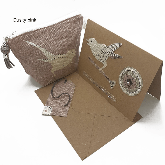 Makeup Bag Gift Set, Linen Cosmetic bag, Eco Friendly Phone Accessories Bag, Travel Bag Gift Set, Gift Set with Bag Card Envelope Tag