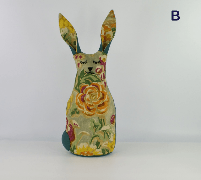 Handmade Bunny Doorstop, Unique Hand Embroidered Linen Rabbit Doorstop, Bookend, House Warming Gift, Mother's Day, Made in UK