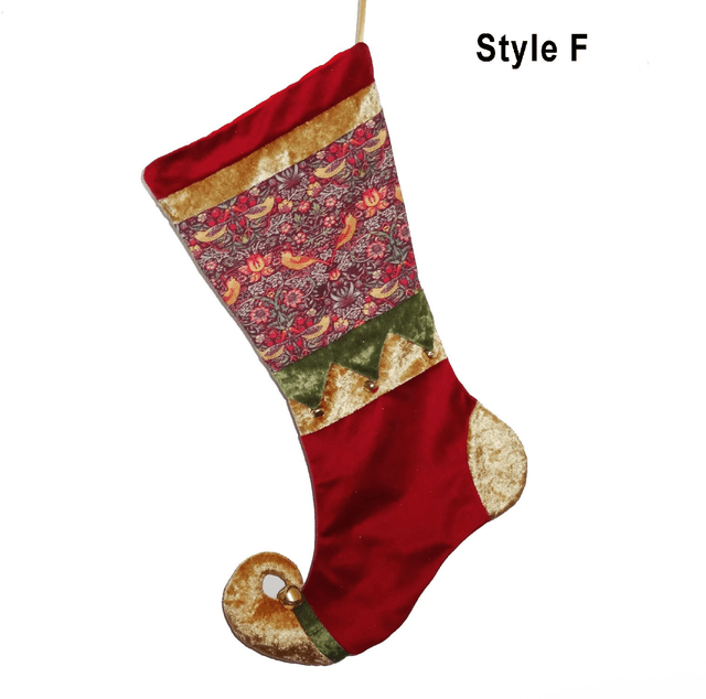 Deluxe Tapestry Christmas Stocking with Velvet and Elf Toe