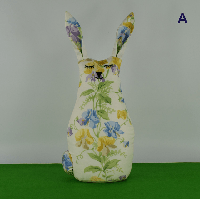 Sweet pea Spring Bunny Decor, Retro hand-embroidered Bunny Rabbit Doorstop, Bunny Bookend, Easter Gift, Handmade in UK