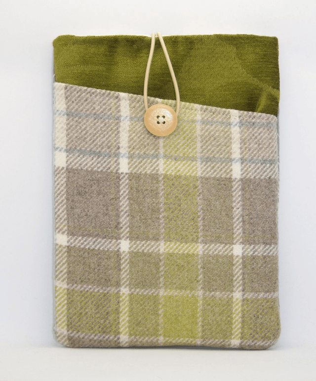 Scottish Thistle Book Protector Midi Size, Medium Embroidered Linen Foam Padded Book Sleeve with Pocket, Book Pouch, iPad sleeve