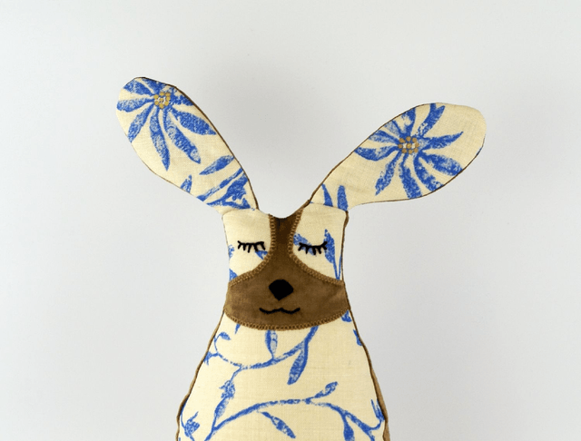 Doggie Doorstop, Handmade and Hand Embroidered Floppy-Eared Blue Doggy Decor, Made in UK, Doggy Bookend, Velvet and Linen Dog Doorstop