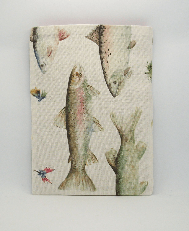 Padded Book Sleeve, Medium Sized Foam Padded Book Protector, Book Cover with Chicken, Fish and Partridge, Book Pouch Gift, Kindle Sleeve