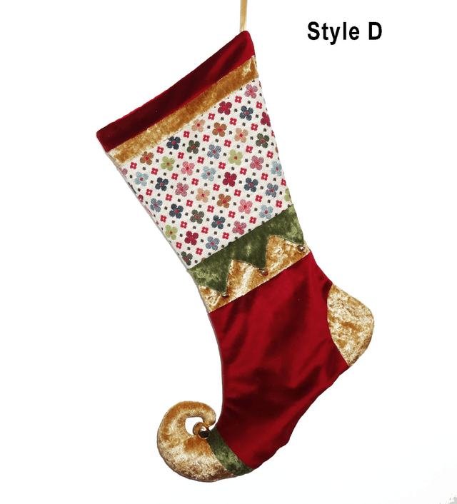 Deluxe Tapestry Christmas Stocking with Velvet and Elf Toe