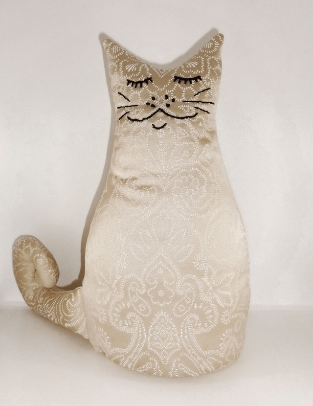 Cat Doorstop Hand Embroidered, Handmade Cat Bookend, Cat Lovers Gift, Made in UK