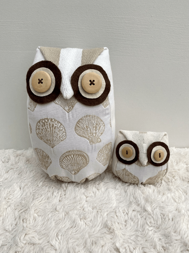 Boho Owl Doorstop with a FREE baby owl; Owl Ornament; Nature Lover, Handmade Owl Bookend, Unique Owl made in UK