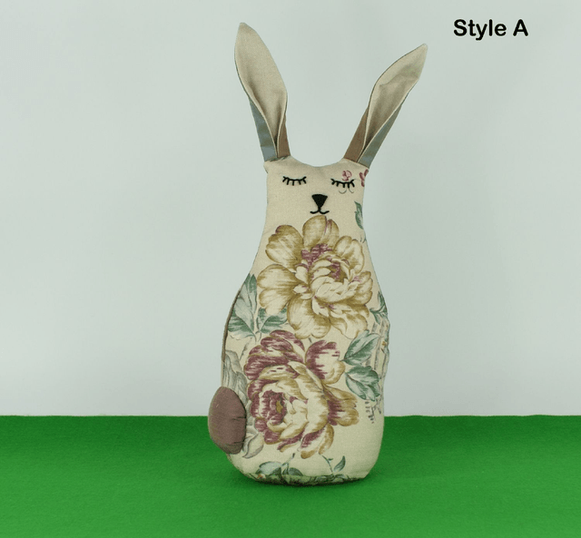Vintage Floral Print Fabric Doorstop, Handmade Bunny Doorstop, Hand Embroidered Rabbit, Rabbit Bookend Gift; Mother's Day Gift; Made in UK