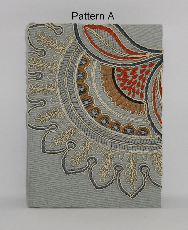 Notebook, A5 Hardback Embroidered Fabric Covered Journal, Sketchbook