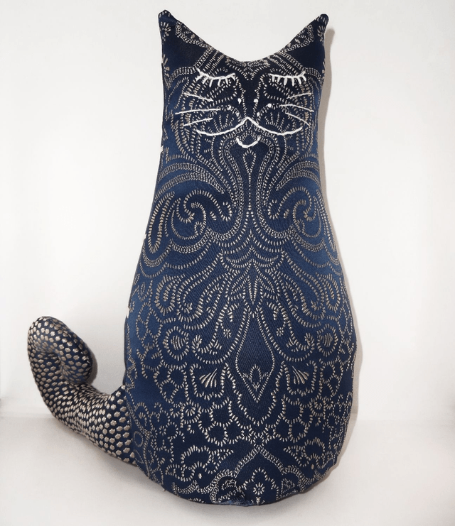 Cat Doorstop Hand Embroidered, Handmade Cat Bookend, Cat Lovers Gift, Made in UK
