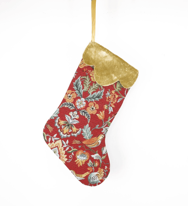 Gorgeous Bird & Flower Velvet & Tapestry Christmas Stockings