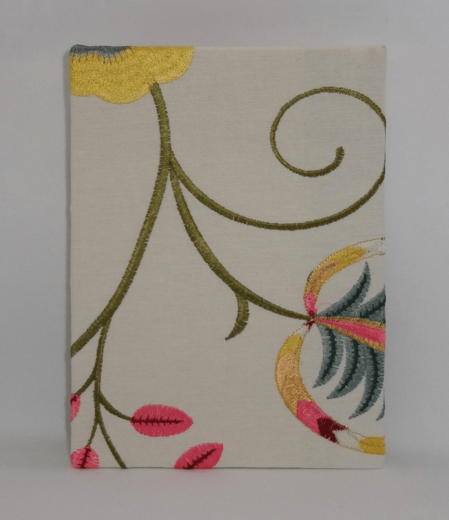 Linen Covered A5 Embroidered Artists Watercolour Sketchbook 