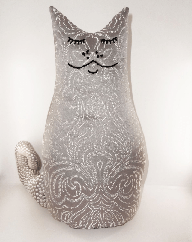 Cat Doorstop Hand Embroidered, Handmade Cat Bookend, Cat Lovers Gift, Made in UK