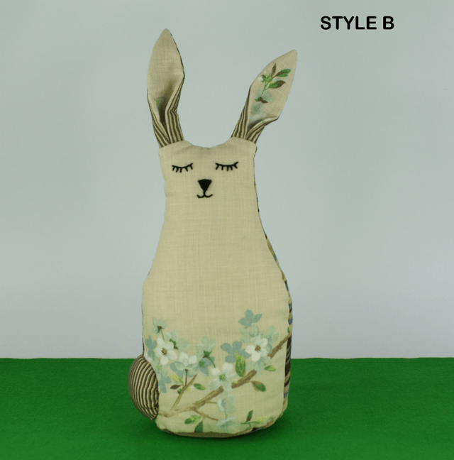 Easter Bunny, Rabbit Doorstop Hand Embroidered Linen, Unique Handmade Cotton Bunny Rabbit Bookend,