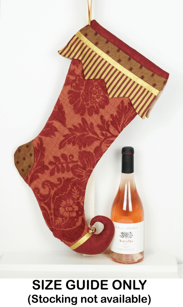 Sumptuous Satin Peacock Feather and Snowflake curly toe Christmas Stocking