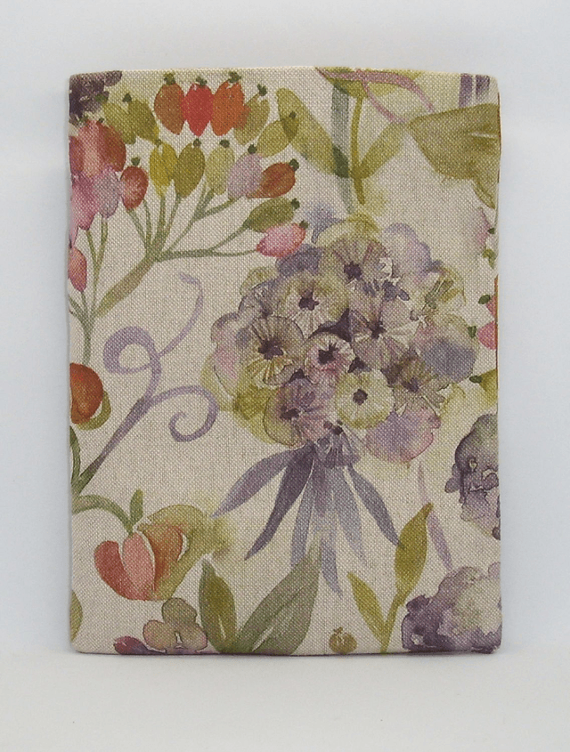 Padded Book Sleeve Watercolour Flower Theme, Midi Sized Linen Book Protector, Book Pouch, Medium Book Sleeve with Pocket, iPad sleeve, Made in UK