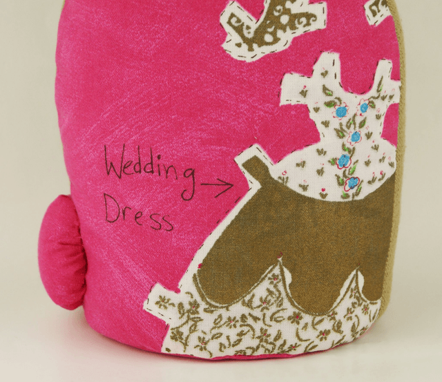 Bunny Rabbit Doorstop, Hand Embroidered Cotton Gold Metallic Print, Unique Handmade Cotton Bunny Rabbit Bookend