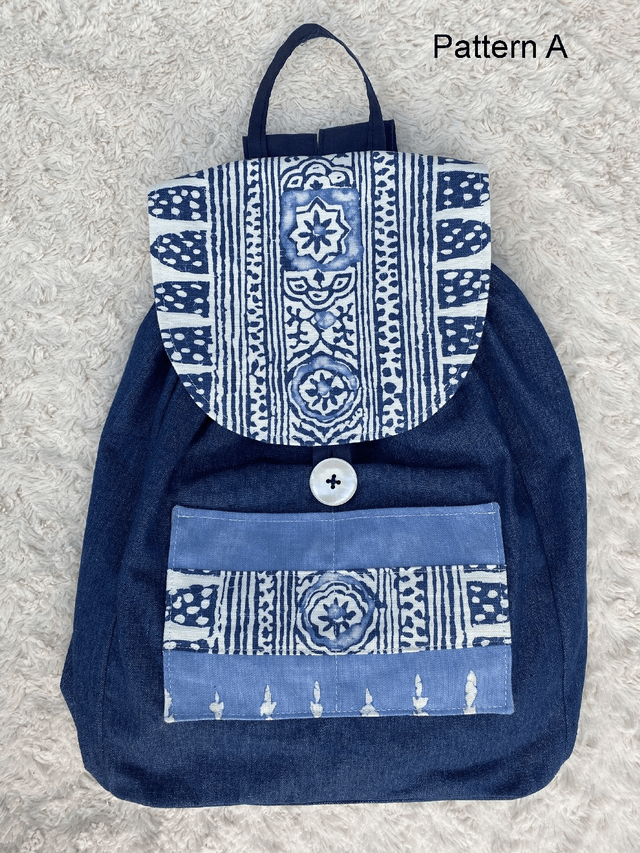 Blue Fabric Backpack; Handmade Denim Backpack; Boho Festival Rucksack; School Bag; Swimming Bag; Gym Backpack