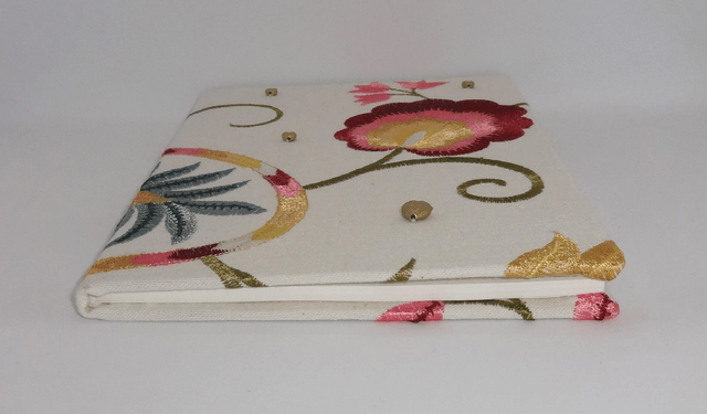Linen Covered A5 Embroidered Artists Watercolour Sketchbook 