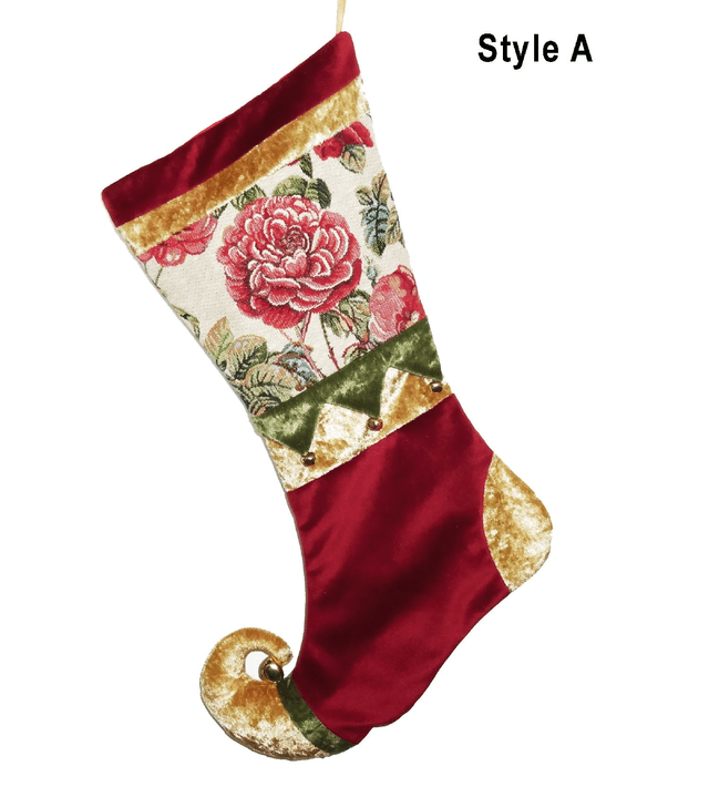 Deluxe Tapestry Christmas Stocking with Velvet and Elf Toe