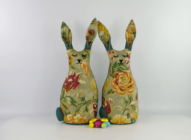Handmade Bunny Doorstop, Unique Hand Embroidered Linen Rabbit Doorstop, Bookend, House Warming Gift, Mother&#039;s Day, Made in UK