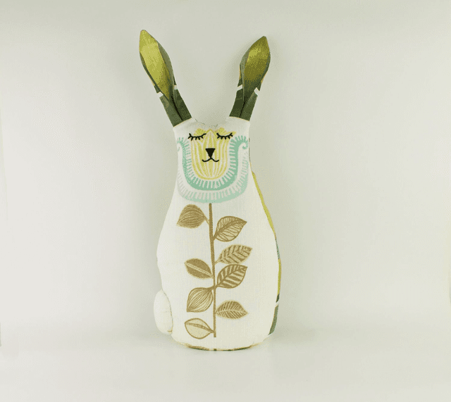 Bunny Doorstop, Hand Embroidered Bunny Doorstop, Unique Handmade Cotton and Silk Bunny Rabbit Bookend, House Warming Gift, Made in UK