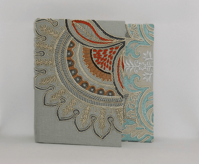 Notebook, A5 Hardback Embroidered Fabric Covered Journal, Sketchbook