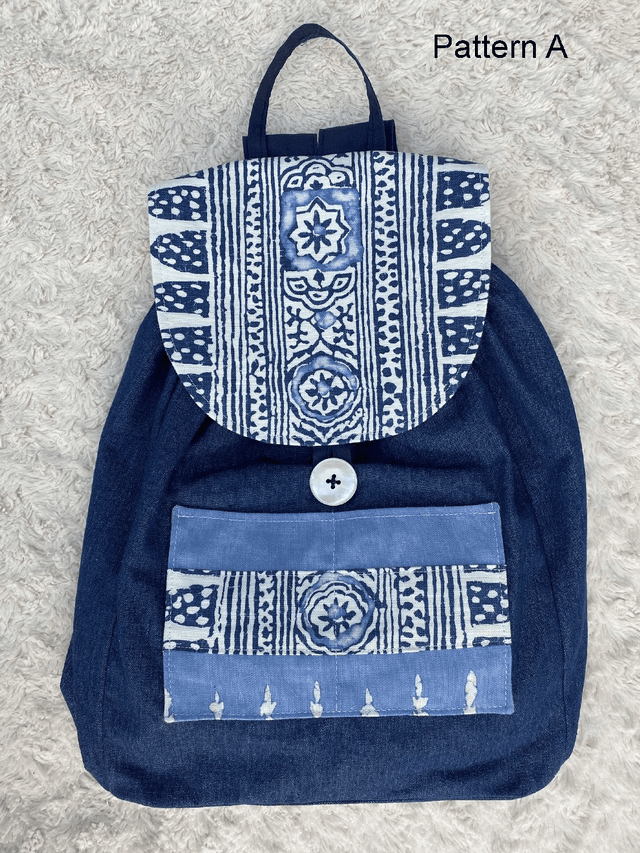 Blue Fabric Backpack; Handmade Denim Backpack; Boho Festival Rucksack; School Bag; Swimming Bag; Gym Backpack